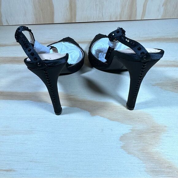 New Adrienne Vittadini Norena Black Embellished Heels Women’s Size 7 - Picture 4 of 9